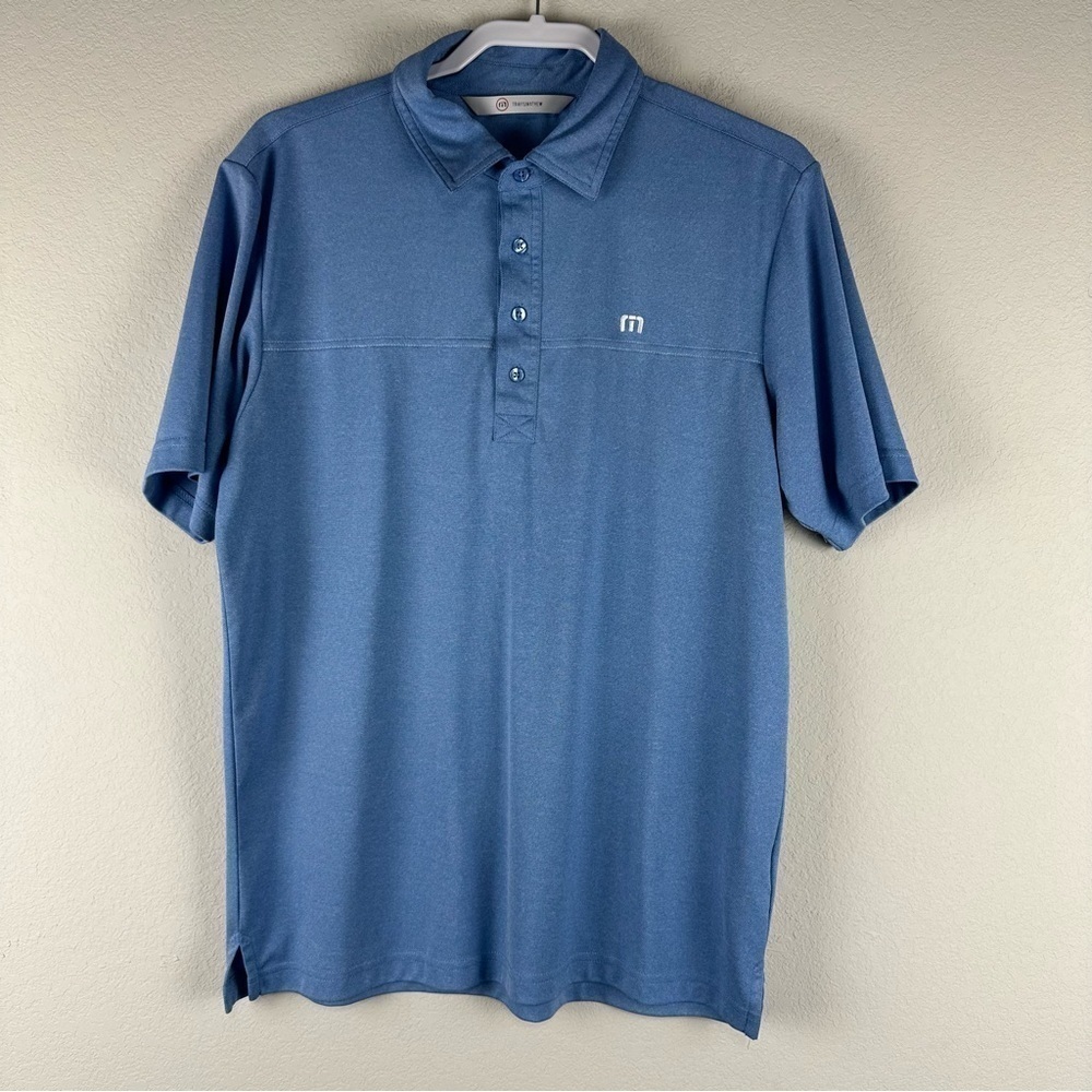 Travis Mathew Blue Short Sleeve Golf Golfing Polo Shirt Size Medium